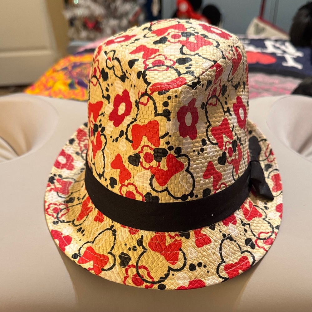 Kids Floral Straw Hat with Black Band